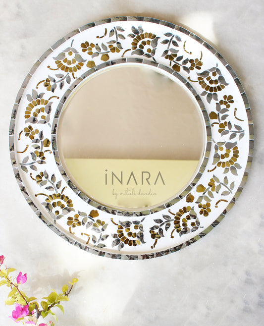 Floral Thikri Wall Mirror