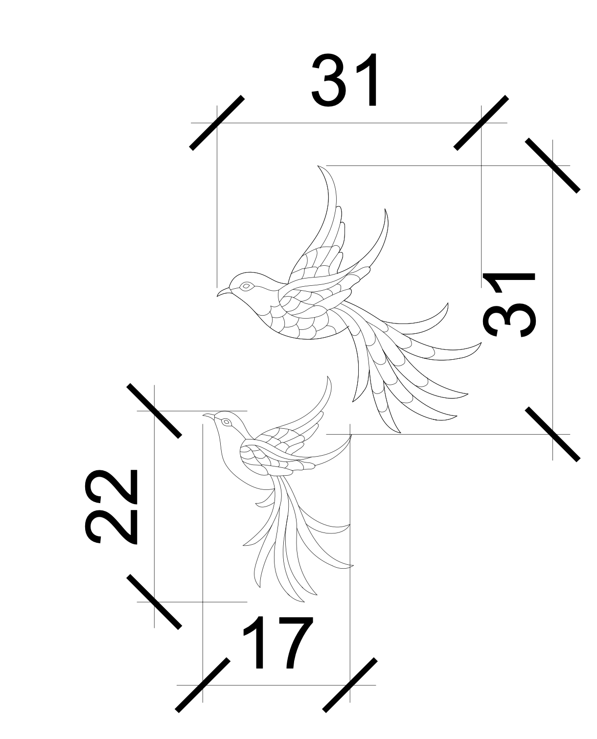 Silver Thikri Birds Cut out