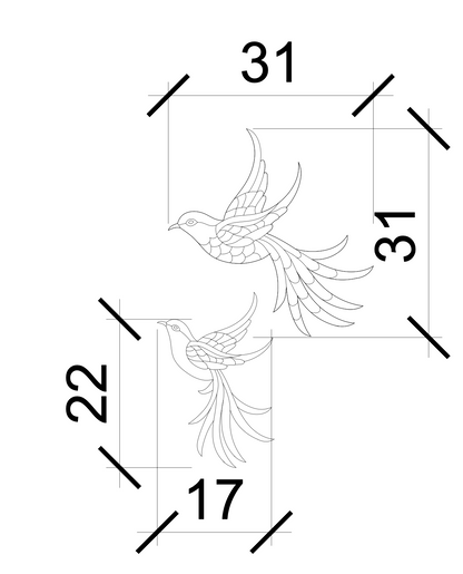 Silver Thikri Birds Cut out