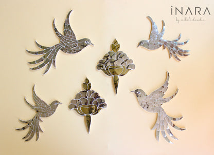 Silver Thikri Birds Cut out